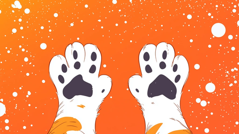 橙色点阵猫咪游戏插画