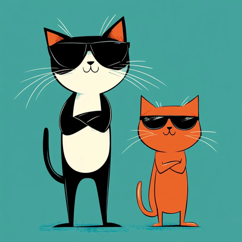 自信猫与紧张猫