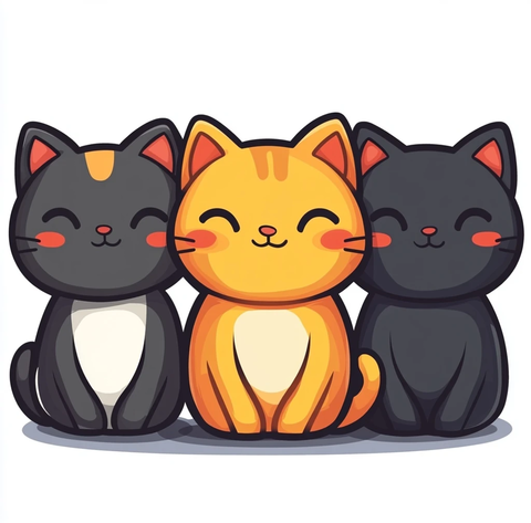 三只猫家庭卡通插画