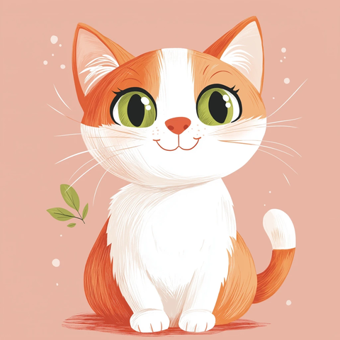 橙白猫咪坐在粉色背景中