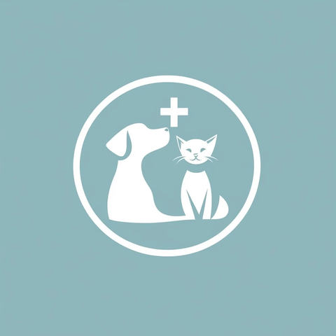 动物诊所标志猫狗剪影圆形
