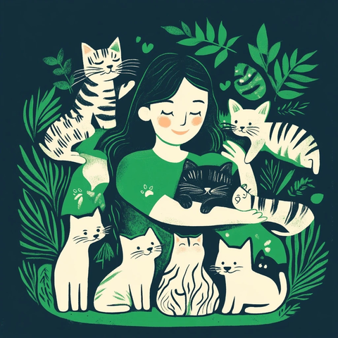 志愿者与猫咪的温馨时光