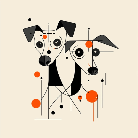 男女狗狗扁平几何图形