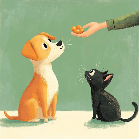 狗猫等待零食