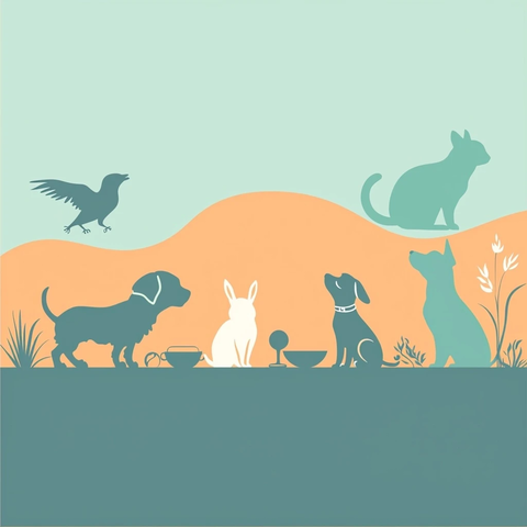 宠物剪影与配件组合图