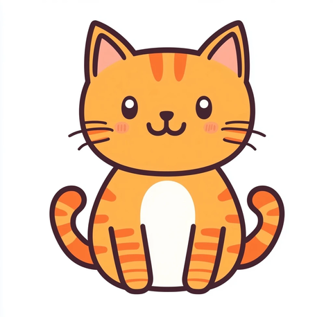 可爱猫咪矢量线稿插画