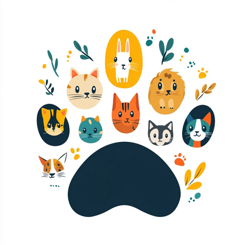 爪印各含小动物脸图案