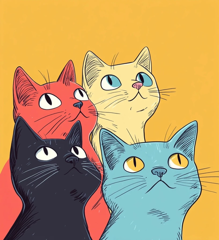 卡通猫插画鲜艳色彩