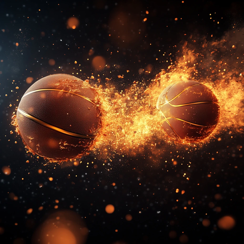 橙色篮球金线飞翔