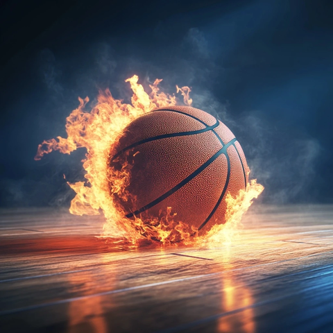 篮球燃烧静置木地板