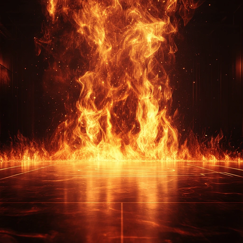 火焰背景篮球场人像