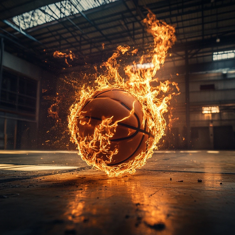 燃烧篮球与黑暗球场