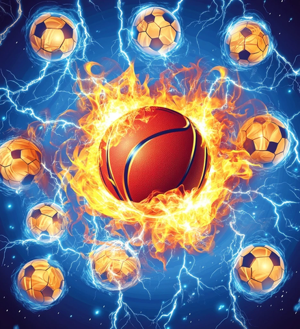 燃烧的篮球足球排球闪电环绕