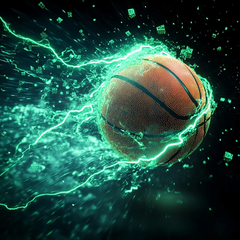 篮球旋转绿光闪电粒子效果