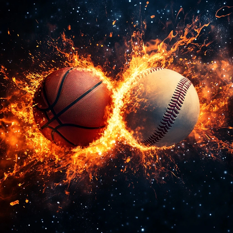 篮球与棒球激烈对决场景
