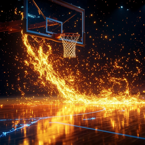 篮球场火花四溅电光交织