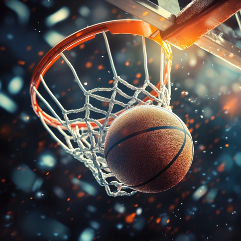 篮球穿过篮筐瞬间