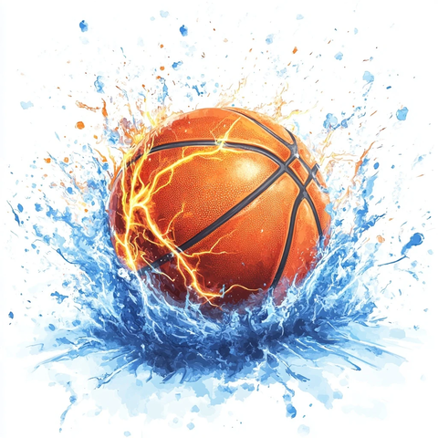 篮球电光水彩插画