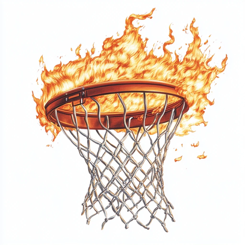 篮球框网火焰插画