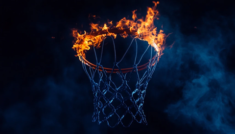 暗蓝火焰篮球环背景