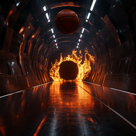 篮球馆隧道火焰银色灯光