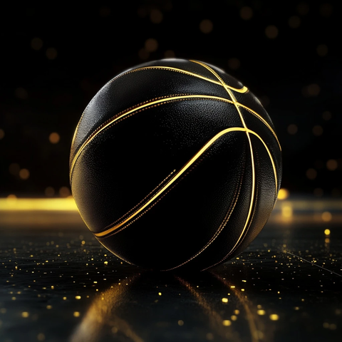 黑色篮球金色缝线