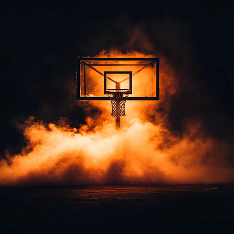 篮球场烟雾橙色背景