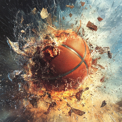 篮球爆炸后的碎片场景