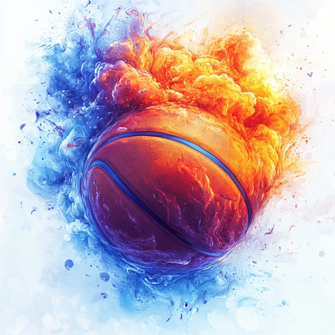 彩色篮球烟云矢量插画