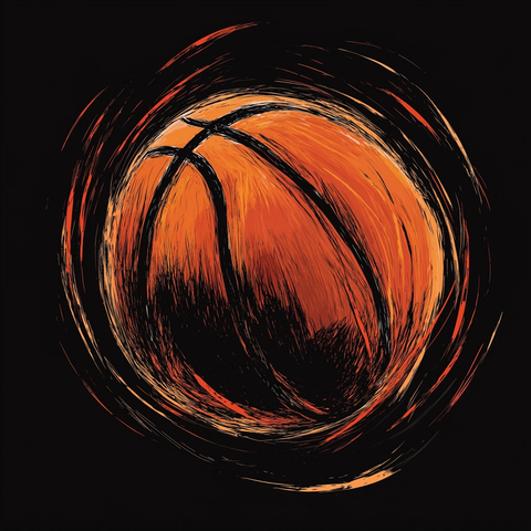 篮球与桌子手绘图