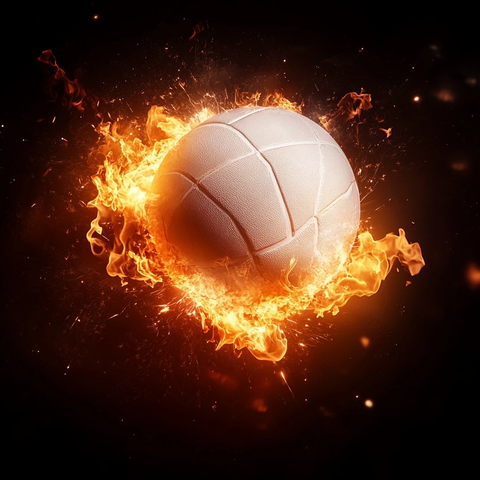 白色排球即将爆炸火花火焰