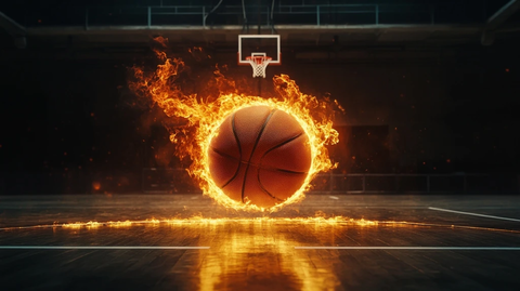 篮球火球黑背景球场