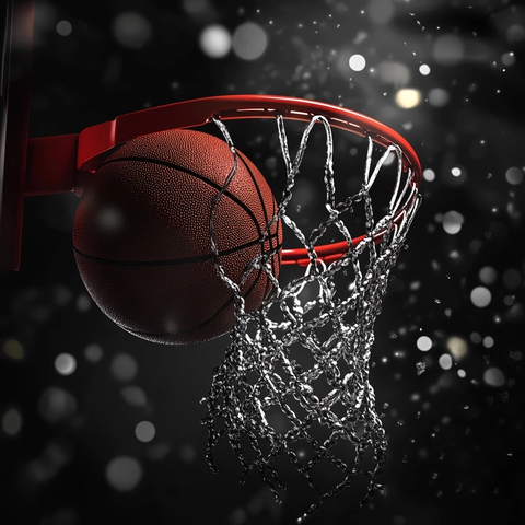 篮球网黑红配色矢量插画