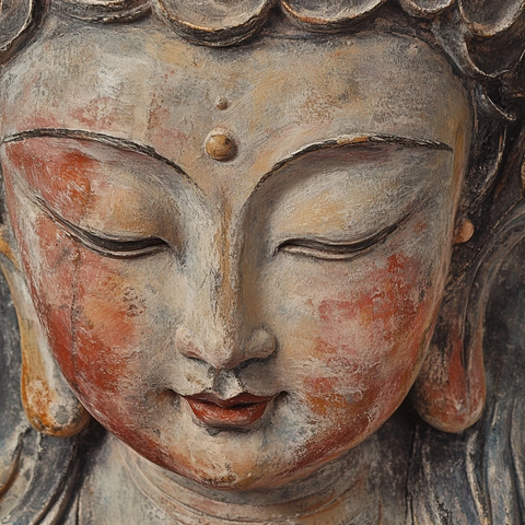 古朴的雕像面部特写