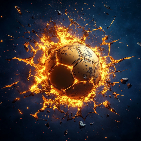 金色球体穿透燃烧墙体