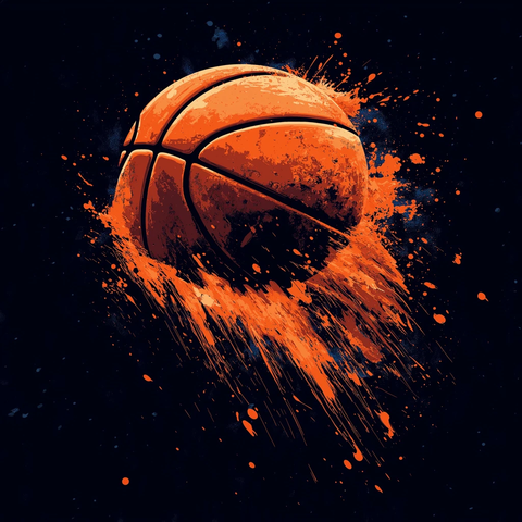 篮球网球橙色涂鸦恤设计