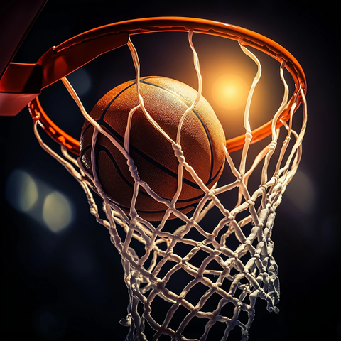 篮球穿过篮网瞬间