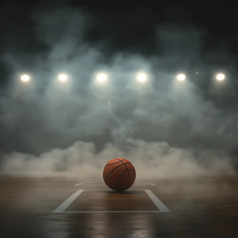 篮球场灯光篮球烟雾效果