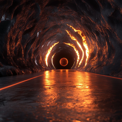 篮球馆隧道火焰银色灯光