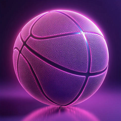 发光轮廓篮球紫色背景