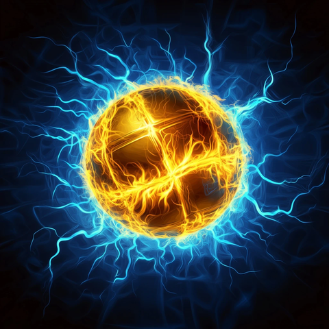 金色排球电光火焰插画