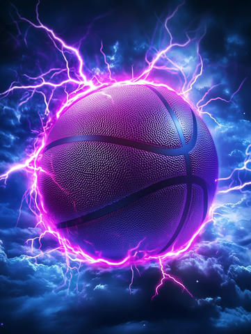 篮球闪电风暴紫色电光交织