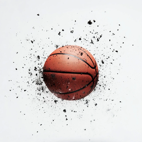 篮球静置白色背景上