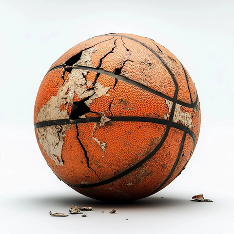 篮球剥落表面白色背景