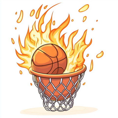 篮球入篮瞬间卡通画面