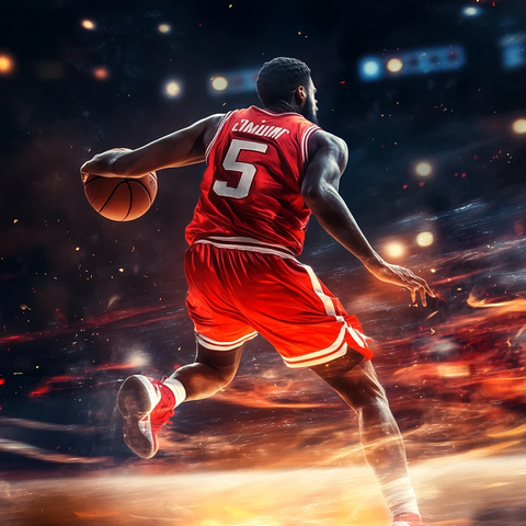 篮球运动背视动态姿势