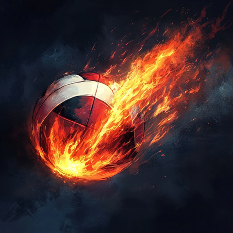 红黑白火焰排球