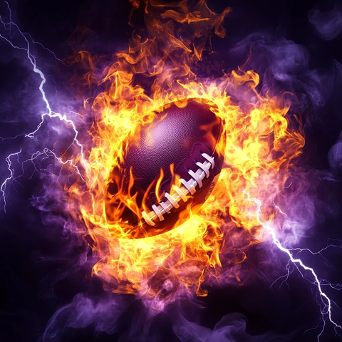 足球火焰闪电交织