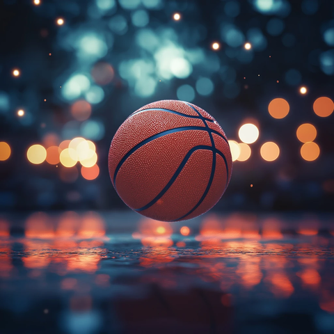 篮球夜光悬浮红白背景