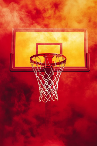 篮球场红黄配色烟雾效果